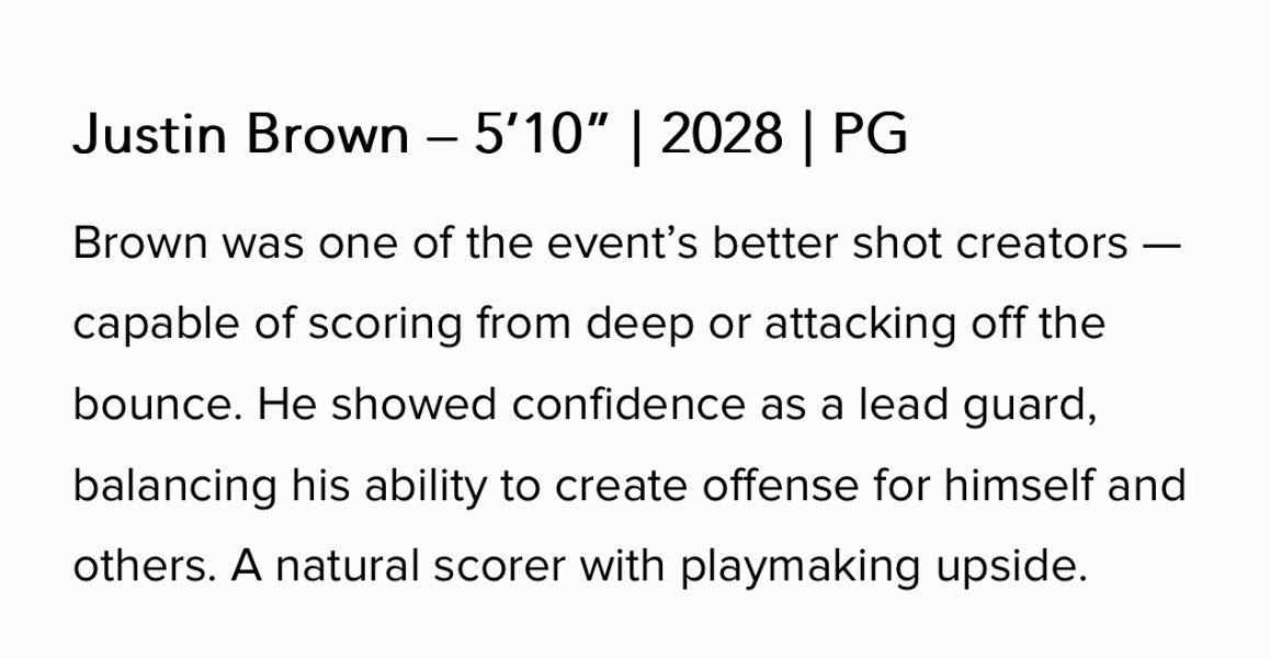 JustinBrown2028's tweet photo. Thank you @ExpoHoops for recognizing me as a standout player and thank for the write up. https://t.co/A4GpkDvkWm