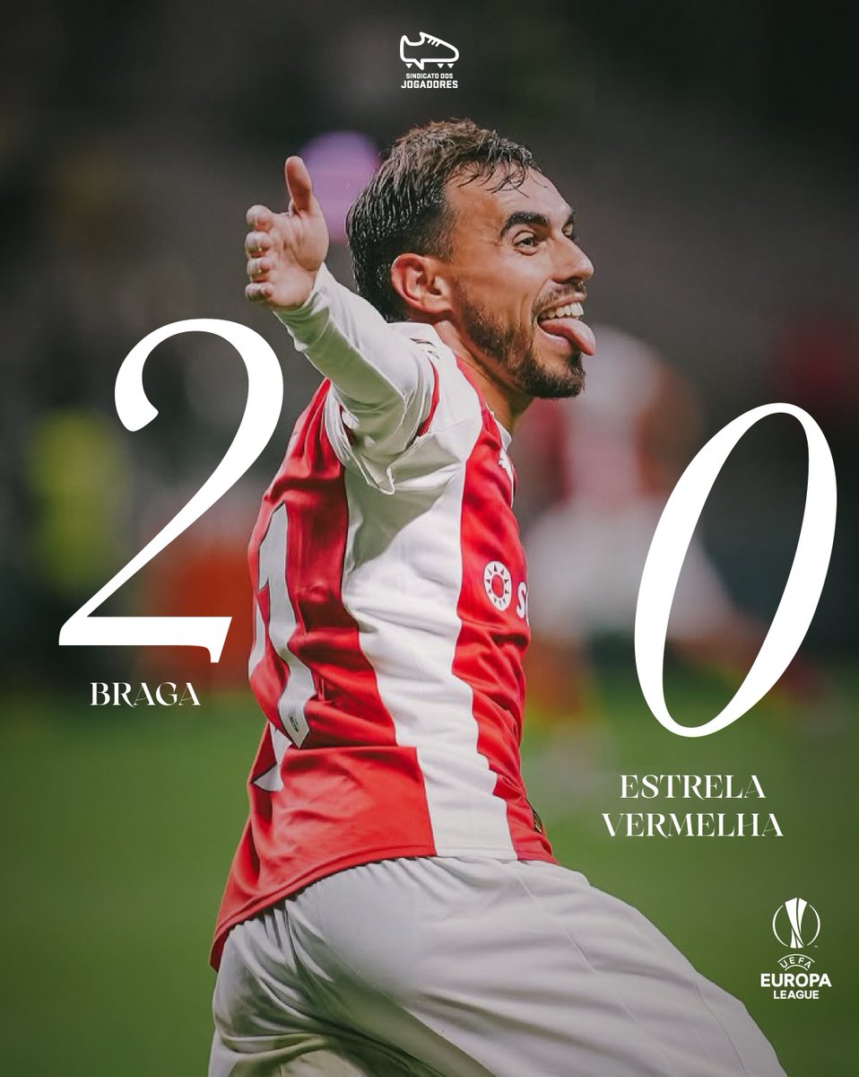 O <a href="/SCBragaOficial/">SC Braga</a>  continua com o pleno de vitórias na fase regular da <a href="/EuropaLeague/">UEFA Europa League</a> , depois de ter vencido o Estrela Vermelha por 2-0, com golos de Fran Navarro e Mario Dorgeles e duas assistências de Ricardo Horta: sjogadores.pt/?pt=news&op=OP…

#UEL
#SCBraga