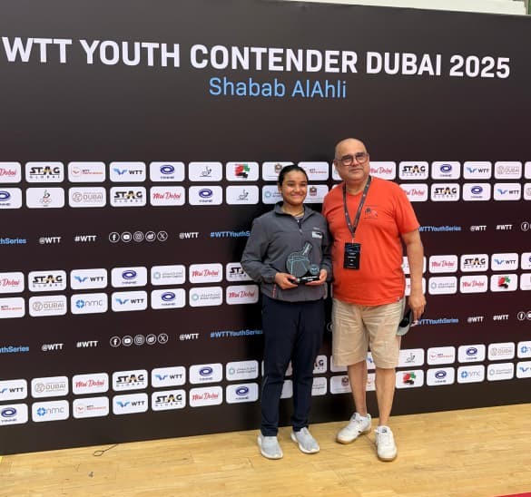 allaboutbelgaum's tweet photo. Belagavi’s pride 
 Tanishka Kalbhairav wins Silver at the World Table Tennis Tournament in Dubai! Her Diwali was spent training — and her hard work paid off!
Kudos to her coach, supporters &amp; sponsors who stood by her journey. A true example of 1% luck, 99% hard work! https://t.co/ZzSAqGzOQM