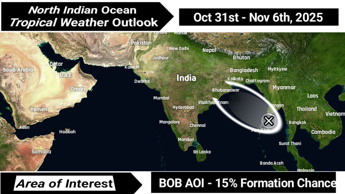 CycloneAnalyser's tweet photo. #Weekly #TWO
#Depression #AS03 causing adverse weather near #Goa,expected to move north while another low designated as #94B by @JTWC8 has a near high chance to develop into a #Cyclone, threatening #AndhraPradesh. After this another low over Bay may develop in early #November🌀⚠ https://t.co/VVNwcNl5tA
