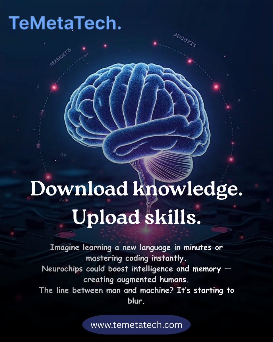 temetatech's tweet image. Neurochips: Upgrading the Human Mind
From Neuralink to next-gen brain chips — line between human and machine is blurring. Are we enhancing intelligence or rewriting consciousness?
🔗 Read more visionary tech insights at temetatech.com
#Neurotech #FutureTech #TeMetaTech