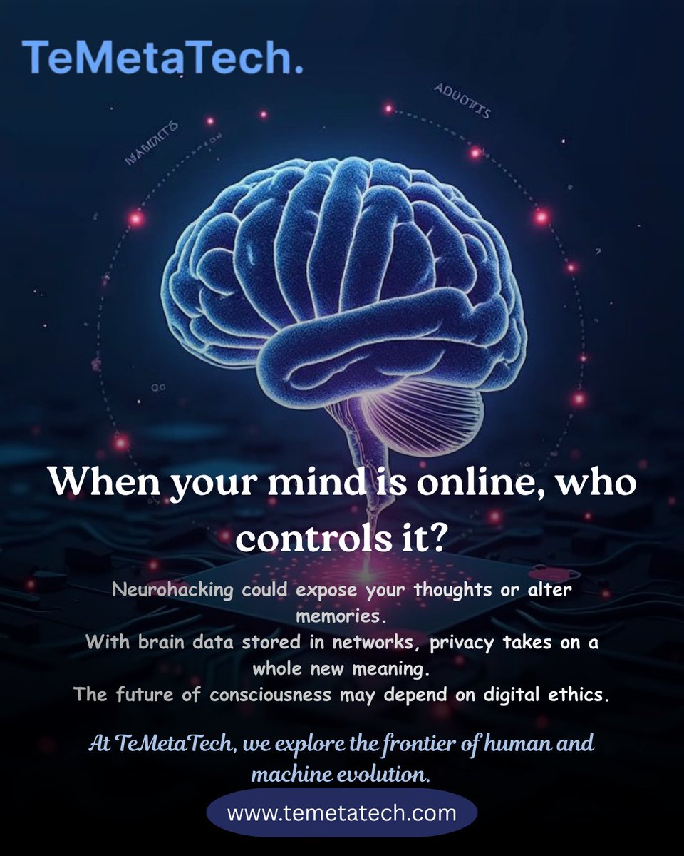 temetatech's tweet image. Neurochips: Upgrading the Human Mind
From Neuralink to next-gen brain chips — line between human and machine is blurring. Are we enhancing intelligence or rewriting consciousness?
🔗 Read more visionary tech insights at temetatech.com
#Neurotech #FutureTech #TeMetaTech