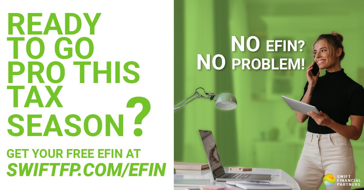 swiftfp's tweet image. Ready to go pro this tax season? 💼 No EFIN? No problem! Our experts make getting your IRS EFIN fast & easy — for FREE. Start your tax business the right way today 👉 swiftfp.com/efin/
#TaxPros #TaxBusiness #EFIN #SwiftFinancialPartners #TaxSeason