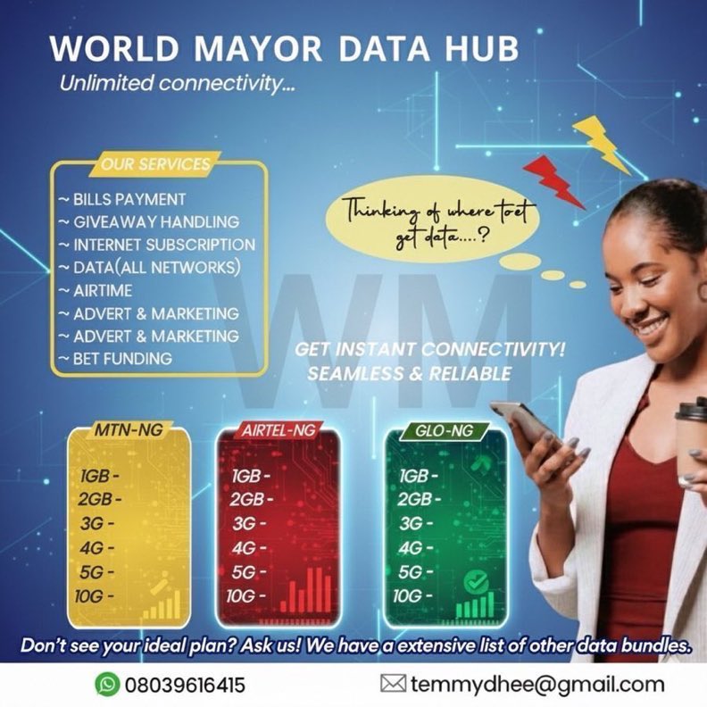 Mayorkul21's tweet image. Affordable Services For You 🫵🫵
We are your one-stop plug for ALL essentials:
Data ✅
Airtime ☑️
Cable ✅
Electricity ☑️
Cash disbursement ✅
Giveaway handling and ☑️
Bet Funding done ✅
Get affordable services and royal treatment. We make it easy👑 🤴 🤴
