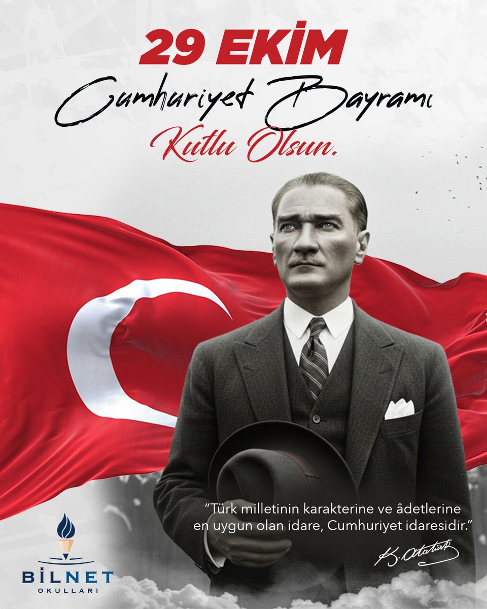 "Türk milletinin karakterine ve âdetlerine en uygun olan idare, Cumhuriyet idaresidir."

29 Ekim Cumhuriyet Bayramımız Kutlu Olsun! 🇹🇷

#29Ekim #CumhuriyetBayramı #KutluOlsun