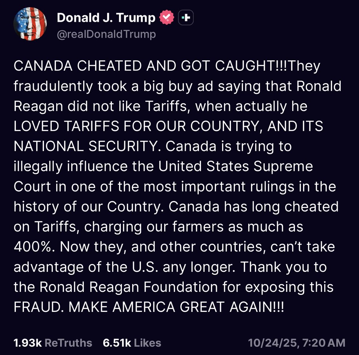I don’t think his continued rants this morning on this subject is going to slow down people digging up and posting all the old Reagan clips showing that he consistently opposed tariffs for 50 years.