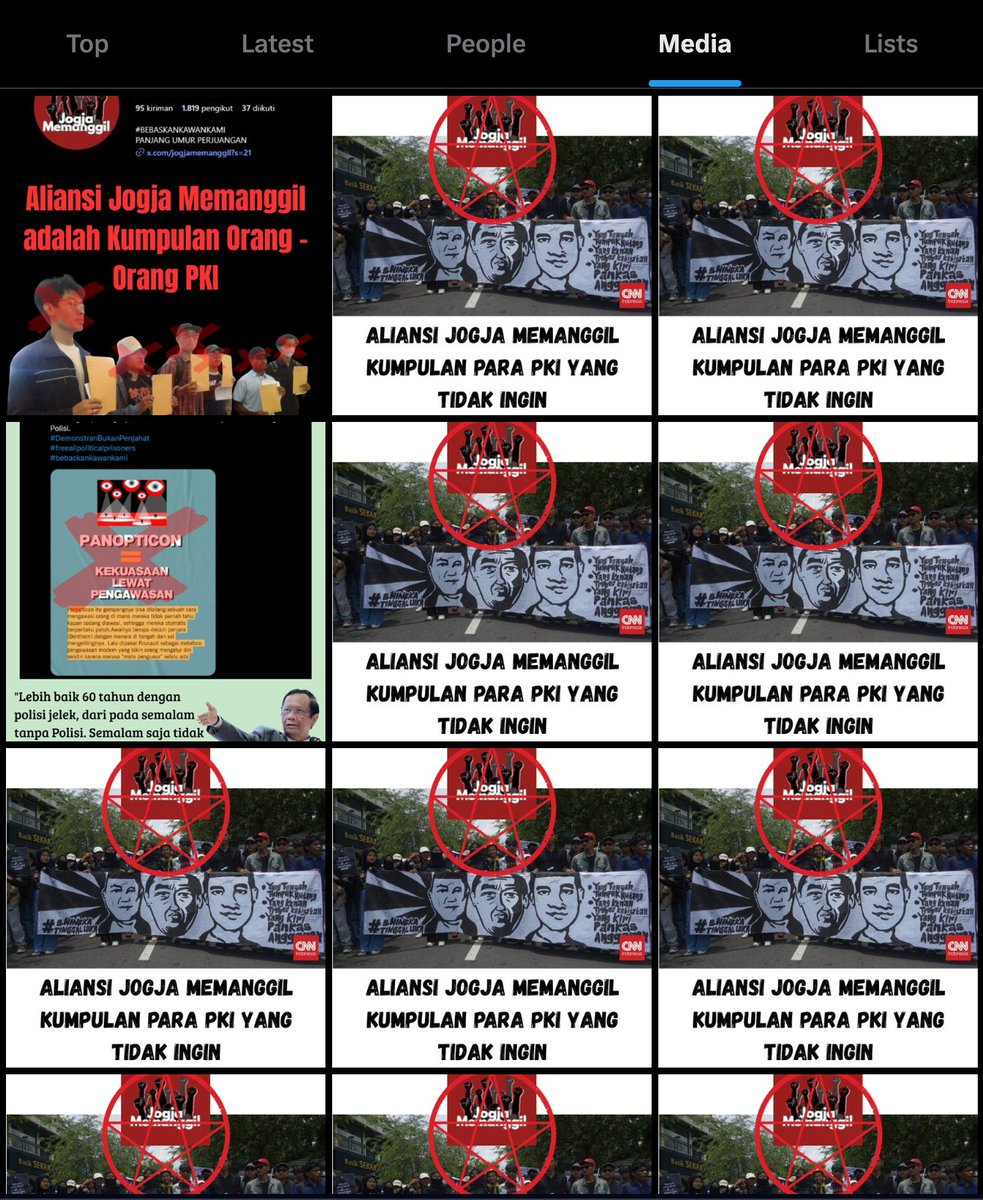 Framing buzzer terkini: Aliansi Jogja Memanggil = Kumpulan orang PKI.
Mohon konfirmasi <a href="/Puspen_PKI/">🐈 ☭ 🔻</a> 😹