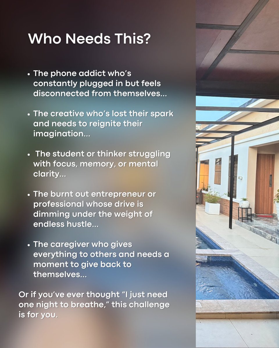 byamycorp's tweet image. Byamy #FocusChallenge
Hosted in our resort-style shortlet in Idu, this therapeutic experience is a lifestyle intervention. A full digital detox — no phones allowed! Only the brave dare undertake this challenge. Are you strong enough to handle it?

#HallelujahChallenge