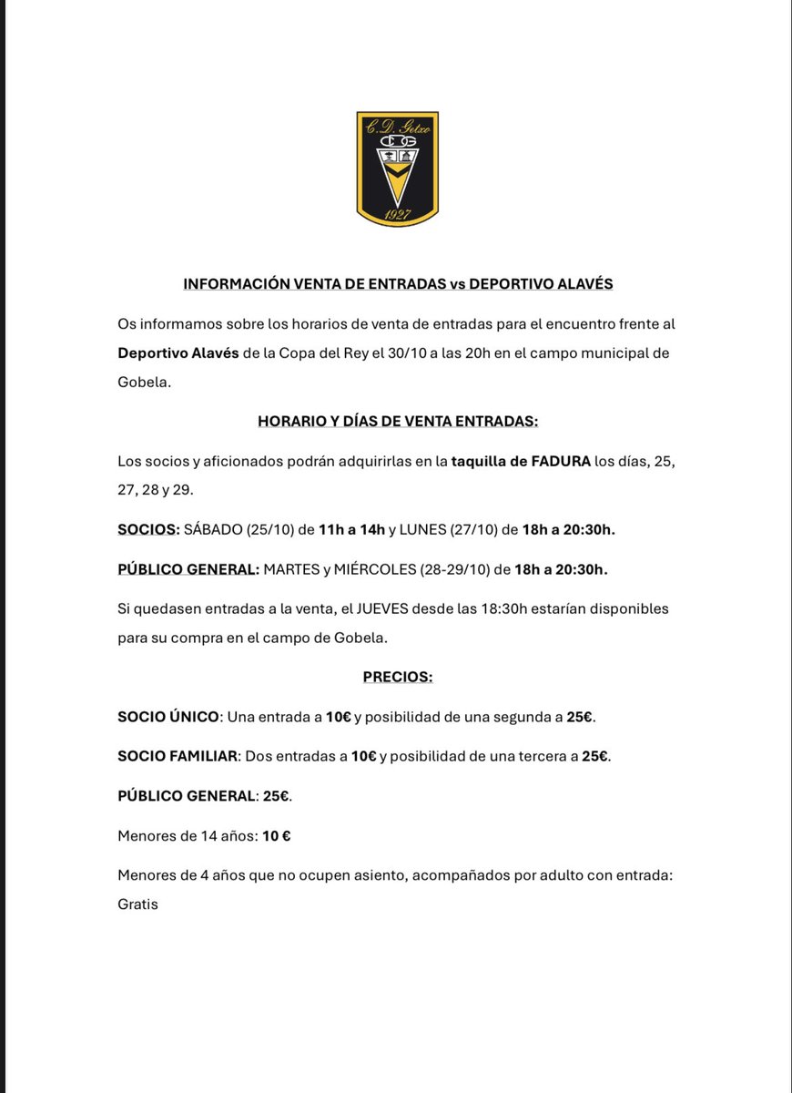 ‼️‼️‼️‼️COMUNICADO OFICIAL DEL CLUB ‼️‼️Entradas para el partido de copa del rey!