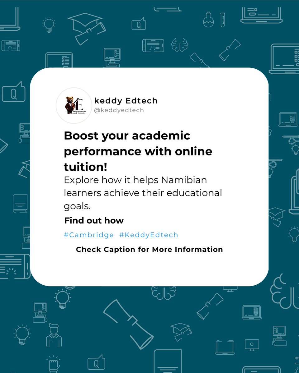 KeddyEdtech's tweet image. Boost your academic performance from anywhere in Namibia.  Keddy EdTech’s online tuition services offer flexibility, expert guidance, and personalized support—helping learners reach their goals faster and smarter.

🔗 keddy-edtech.org/namibia/top-5-…

#Cambridge #KeddyEdTech