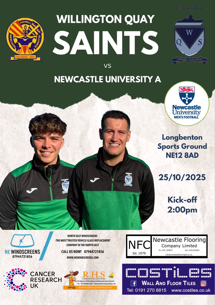 NEXT MATCH 🛣️

Back to the league, and back on the road as Saints travel to Newcastle University A tomorrow afternoon! 😇