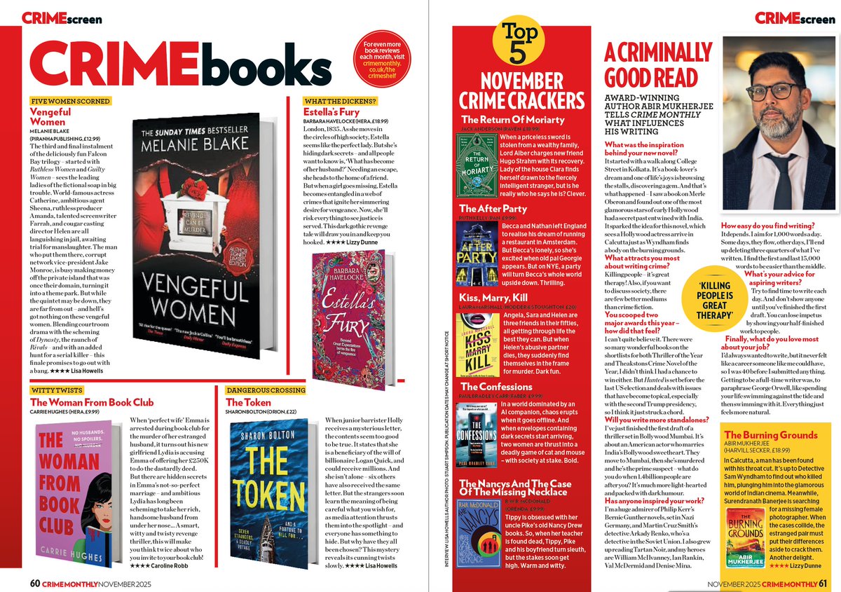 New issue = new books and we have crackers from <a href="/MelanieBlakeUK/">Melanie Blake</a> <a href="/BCopperthwait/">Author Barbara Havelocke | Barbara Copperthwaite</a> <a href="/CarrieHughesBks/">Carrie Hughes</a> <a href="/AuthorSJBolton/">Sharon Bolton</a> Jack Anderson <a href="/ruthywriter/">Ruth Kelly</a> <a href="/laurajm8/">Laura Marshall</a> Paul Bradley Carr RWR McDonald and the brilliant <a href="/radiomukhers/">Abir Mukherjee</a> <a href="/HeraBooks/">Hera Books</a> <a href="/orionbooks/">Orion Publishing</a> <a href="/BloomsburyBooks/">Bloomsbury Books UK</a> <a href="/OrendaBooks/">Karen Sullivan 🇺🇦🇨🇦🇬🇧</a> <a href="/harvillbooks/">Harvill</a>