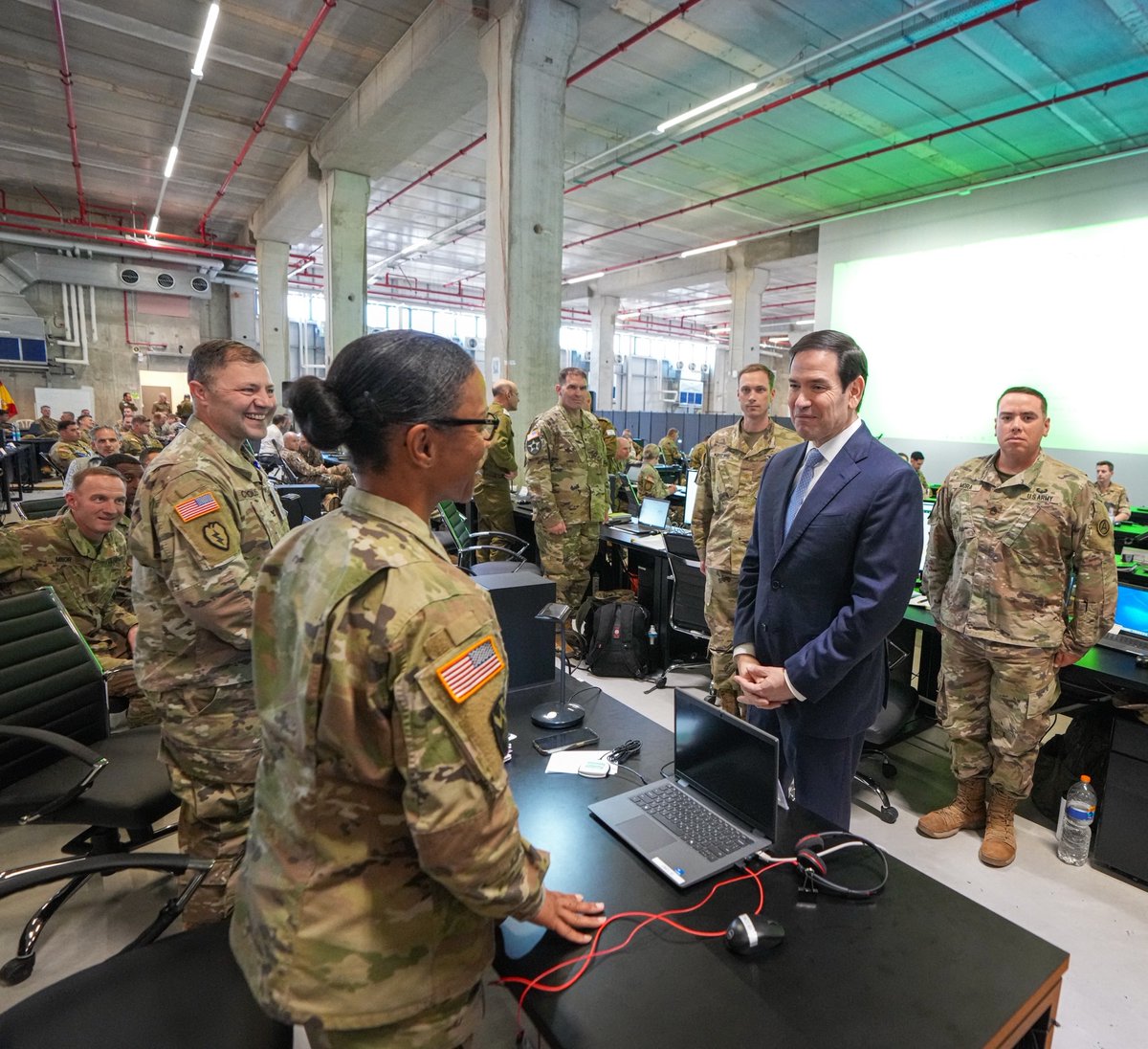 SecRubio's tweet image. I visited the Civil-Military Coordination Center today. Established by @CENTCOM, the brave men and women serving here are overseeing implementation of President Trump&apos;s 20-point peace plan and humanitarian aid in Gaza. Our goal remains progress toward lasting peace.