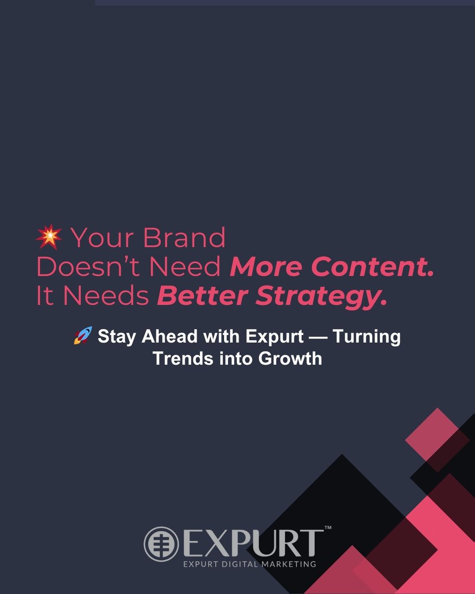 expurtco's tweet image. Your brand doesn’t need more content — it needs better strategy. 💡
At Expurt, we turn digital noise into results:
🎯 Smart storytelling
📊 Data-driven creativity
🚀 Real audience growth
Let’s make your content work harder.
#Marketing #DigitalStrategy #Expurt