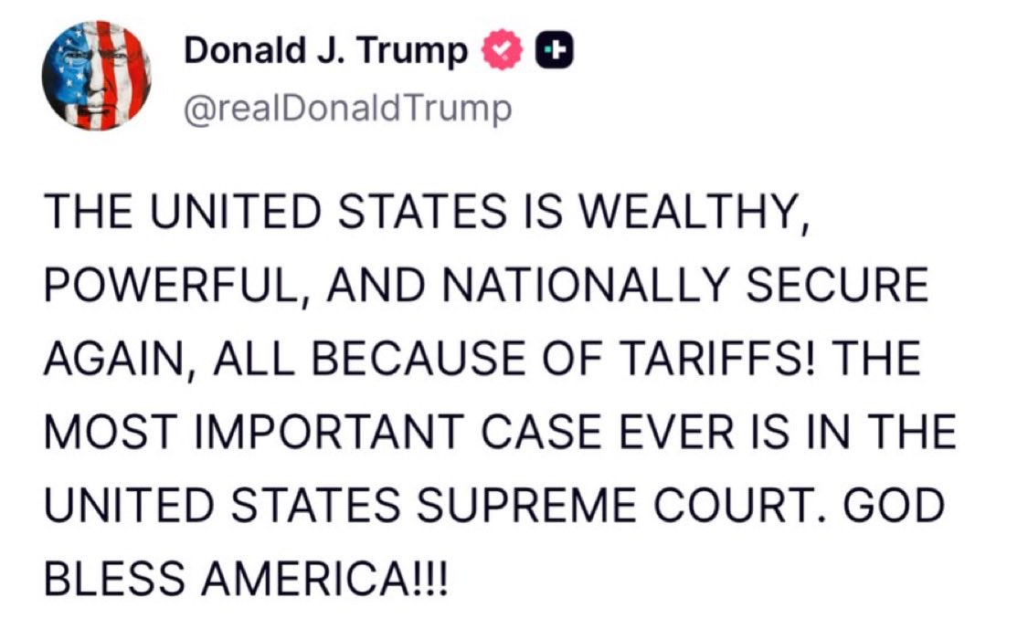 The most Important case ever in the United States Supreme Court… Tariffs.

Details:
Oral arguments are scheduled for November 5, 2025. The Court is expected to issue its final ruling by the end of the 2025-26 term, likely in June 2026, consistent with its typical timeline for