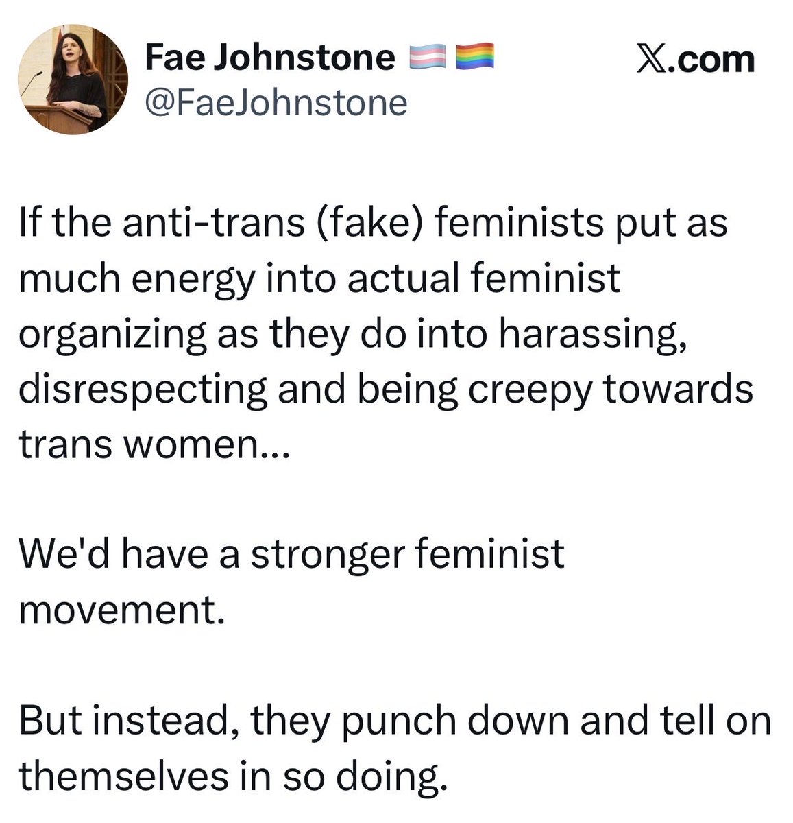 Do you think ANY feminist on the planet wanted to spend their time explaining that human beings can’t change sex over and over again and being threatened with death for doing so??