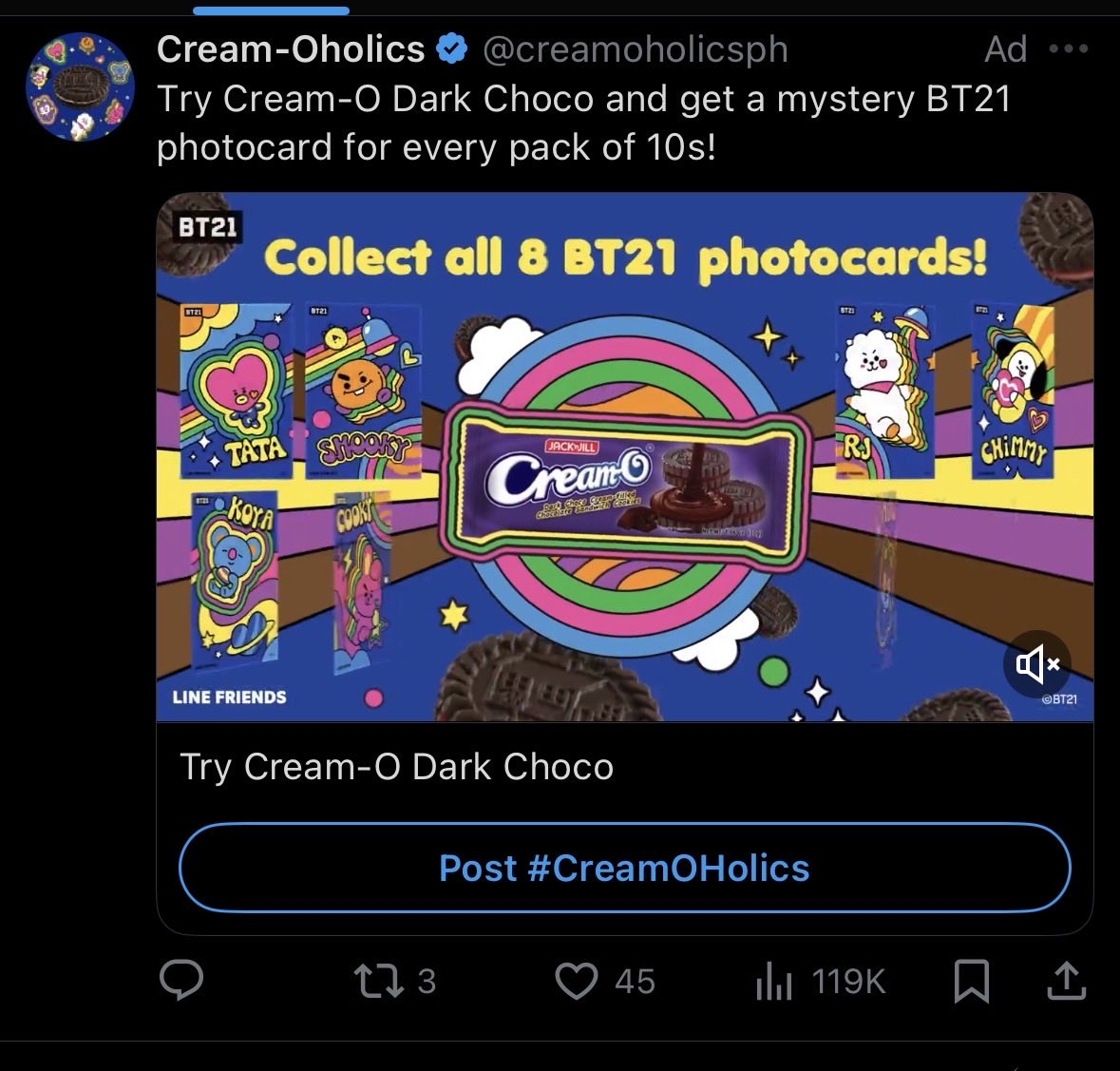 luh ano tong lumalabas s ads ko.. pagkain pdin lol.. but wahhhh cream-o dark choco.. mkapaghanap bukas 🥹🤧🤣