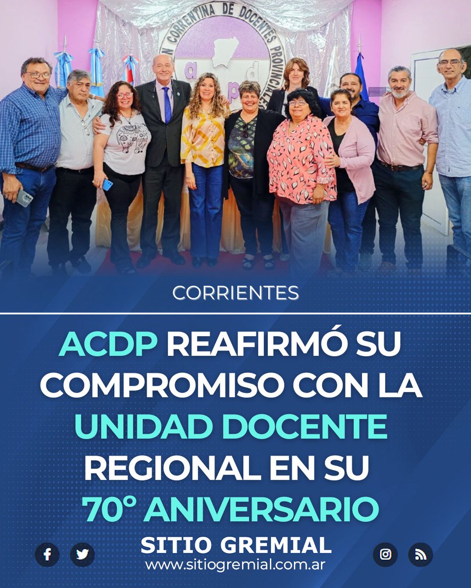 🗞 𝗔𝗖𝗗𝗣 𝗿𝗲𝗮𝗳𝗶𝗿𝗺𝗼́ 𝘀𝘂 𝗰𝗼𝗺𝗽𝗿𝗼𝗺𝗶𝘀𝗼 𝗰𝗼𝗻 𝗹𝗮 𝘂𝗻𝗶𝗱𝗮𝗱 𝗱𝗼𝗰𝗲𝗻𝘁𝗲 𝗿𝗲𝗴𝗶𝗼𝗻𝗮𝗹 𝗲𝗻 𝘀𝘂 𝟳𝟬º 𝗮𝗻𝗶𝘃𝗲𝗿𝘀𝗮𝗿𝗶𝗼 - 𝗦𝗜𝗧𝗜𝗢 𝗚𝗥𝗘𝗠𝗜𝗔𝗟
.
▶ sitiogremial.com.ar/nota/36691/acd… 
.