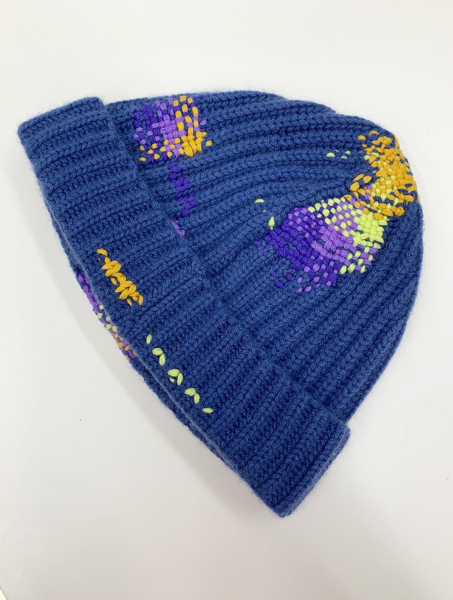 collingwoodnorr's tweet image. A much moth damaged cashmere hat which I’ve repaired so it can be worn and loved for years to come. 
Why throw something away when it could be repaired and become individual and unique! 
#visiblemending #repair #lovedclotheslast #reducewaste #makedoandmend #sustainableliving