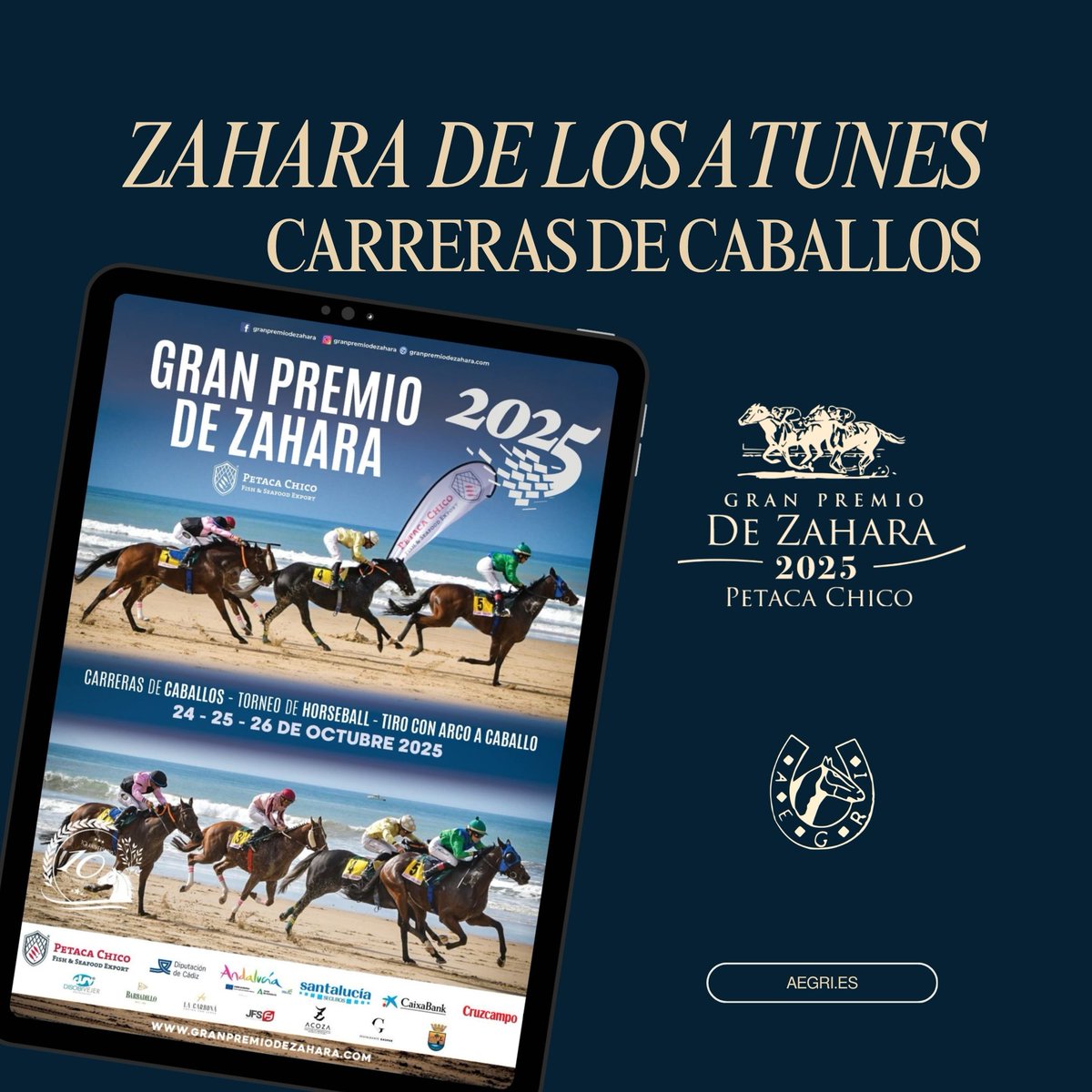 🏖️🐎 Este sábado, 25 de octubre debutamos en las playas de Zahara de los Atunes con el Premio Seguros Santa Lucía sobre 1.750m. reservado a amazonas y gentlemen dentro del circuito.
Una carrera muy especial en un entorno único, con nuestros representantes listos para dejar huella