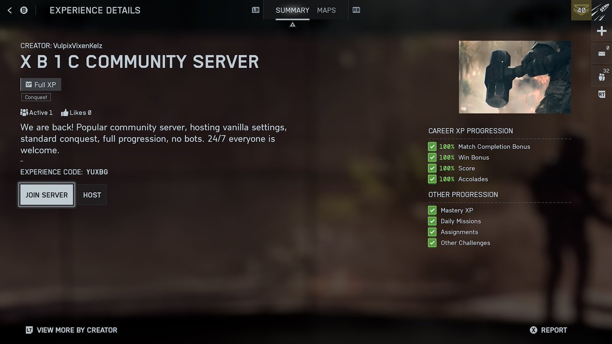 Battlefield 6 Community server will be active from 6pm BST

use filter in portal- X B 1 C 

Hosting a standard game so friends can stay in the same server together is our main objective! PTFO 💥
Hit the like 👍