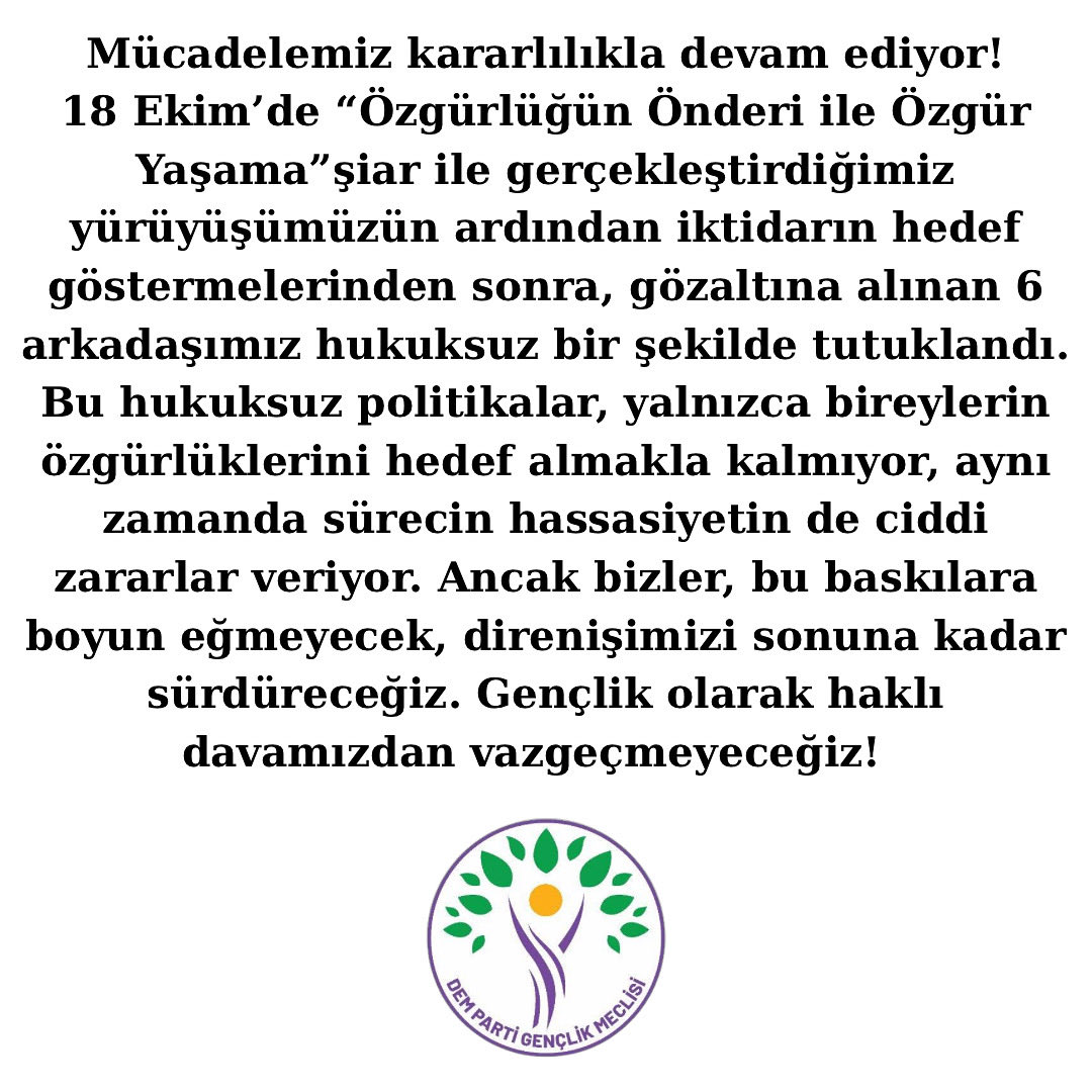 Gençlik olarak haklı davamızdan vazgeçmeyeceğiz!