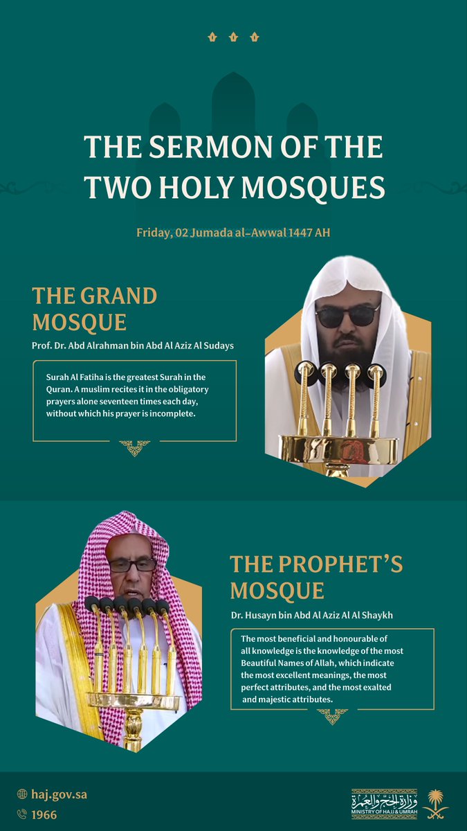 From the Friday sermon at the Two Holy Mosques.