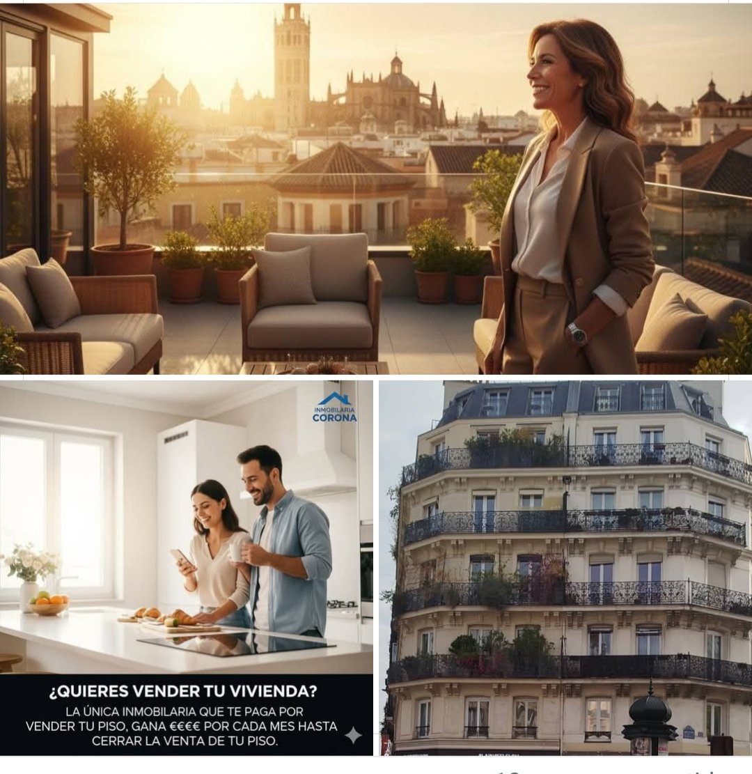 InmoCorona's tweet image. ¿SE IMAGINA UNA INMOBILIARIA EN Sevilla QUE LE PAGUE POR VENDER SU PISO?
VENGA A VERNOS Y DESCUBRA CÓMO. #TBT #Preguntas #Sevilla #viviendas