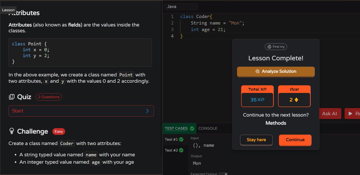 MoniTechCodes's tweet image. Day 81
☕ Java: Exploring Objects and Classes — diving into OOP concepts.
🌥️ Moving Clouds Project: Injected HTML elements dynamically through JavaScript
#CodingJourney #30NitesOfCode #100DaysOfCode #Java #WebDevelopment #BuildInPublic #Consistency
codedex.io/community/30-n…