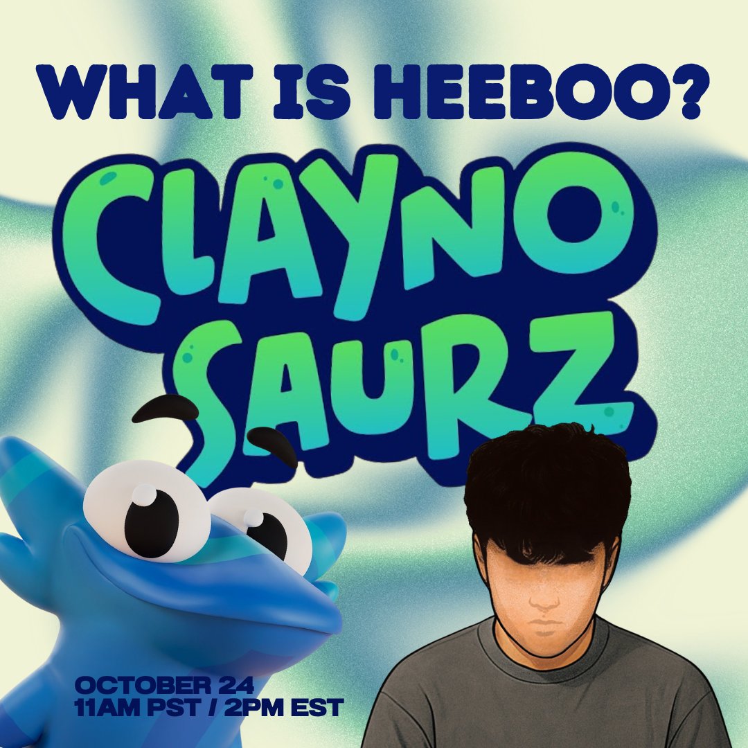 Back to back spaces? duh.

Excited to announce I'll be hosting <a href="/Claynosaurz/">Claynosaurz</a> in a few hours to discuss their latest launch of <a href="/HeebooOfficial/">HEEBOO</a>. I've been a big fan of this team for so long now because they’re delivering 24/7.

Set a reminder below 👇
x.com/i/spaces/1ypJd…