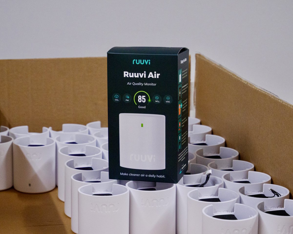 ruuvicom's tweet photo. Ruuvi Air update! 📦 First devices ship next week to early buyers. Recent orders ship mid-November. Can’t wait to hear what you think when yours arrives! Share your feedback with us 🙌
#RuuviAir #SmartHome https://t.co/jJfsWFxPCX