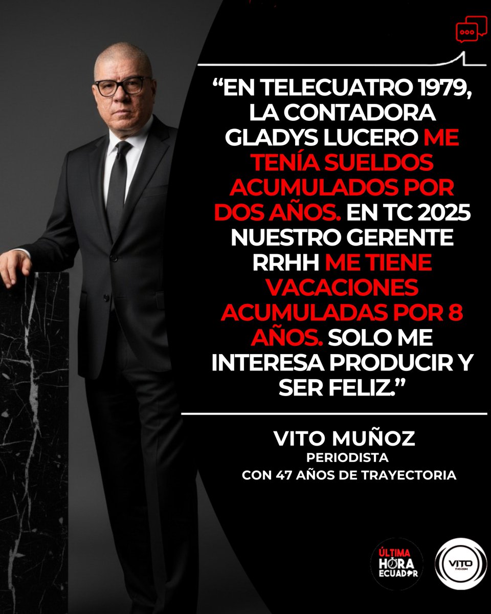 El periodista Vito Muñoz, con 47 años de trayectoria, recordó que en 1979 en Telecuatro tenía sueldos acumulados por dos años y que en TC 2025 su gerente de RRHH mantiene sus vacaciones acumuladas. Su enfoque sigue siendo producir y trabajar feliz.