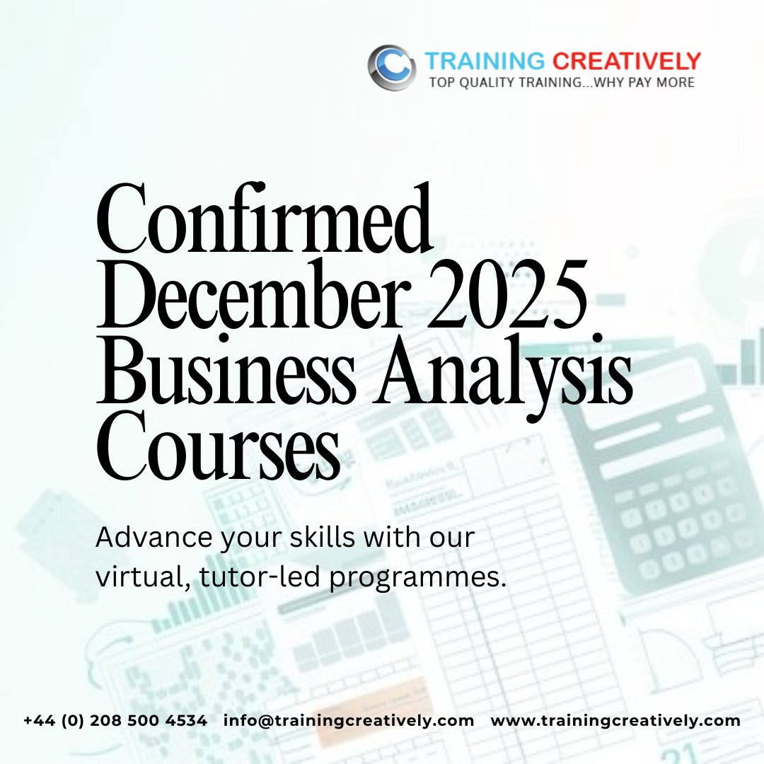 traincreatively's tweet image. 🎯 December Business Analysis Courses – Confirmed Dates! 🎯
Get certified before the year ends!💼

💻 Limited seats available — secure your spot today!
👉 zurl.co/L5DtH

#BusinessAnalysis #BCS #AgileBA #AgilePM #ProfessionalDevelopment #VirtualTraining #BusinessAnalyst