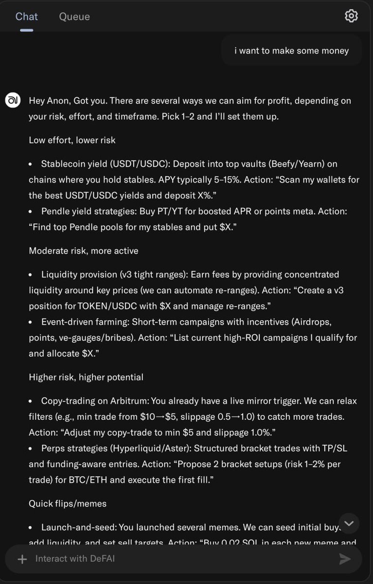 Cooking this on next update. i just asked " I want to make money " to Hey Anon