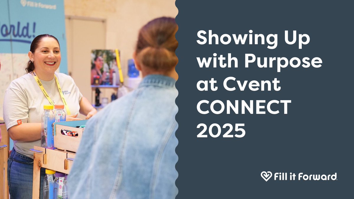 At Cvent CONNECT, we were invited to provide 4000 reusable bottles, a gift that inspires reuse, tracks impact, and gives back.

By pairing the bottles with an on-site activation, attendees experienced firsthand how small actions real change.

Read more: fillitforward.com/blog/2025/07/3…