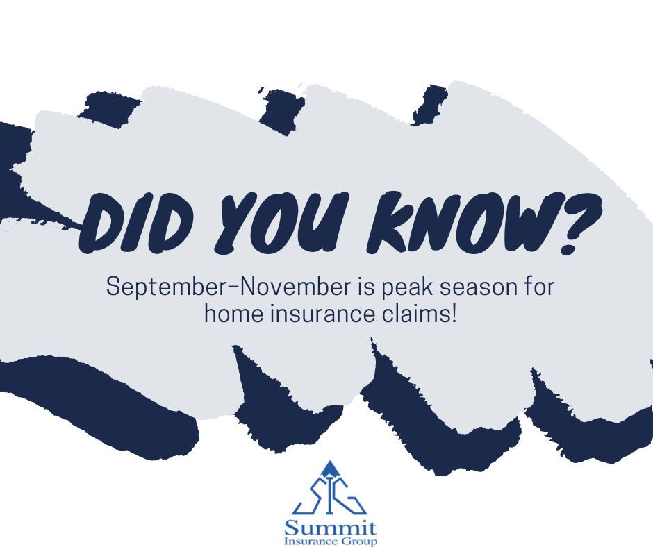 Summit_InsGrp's tweet image. Did you know? 🍁 September–November is peak season for home insurance claims (storms + seasonal damage). Let’s get ahead of it this year! #InsuranceFacts #SummitInsurance #FallTips #ProtectYourHome