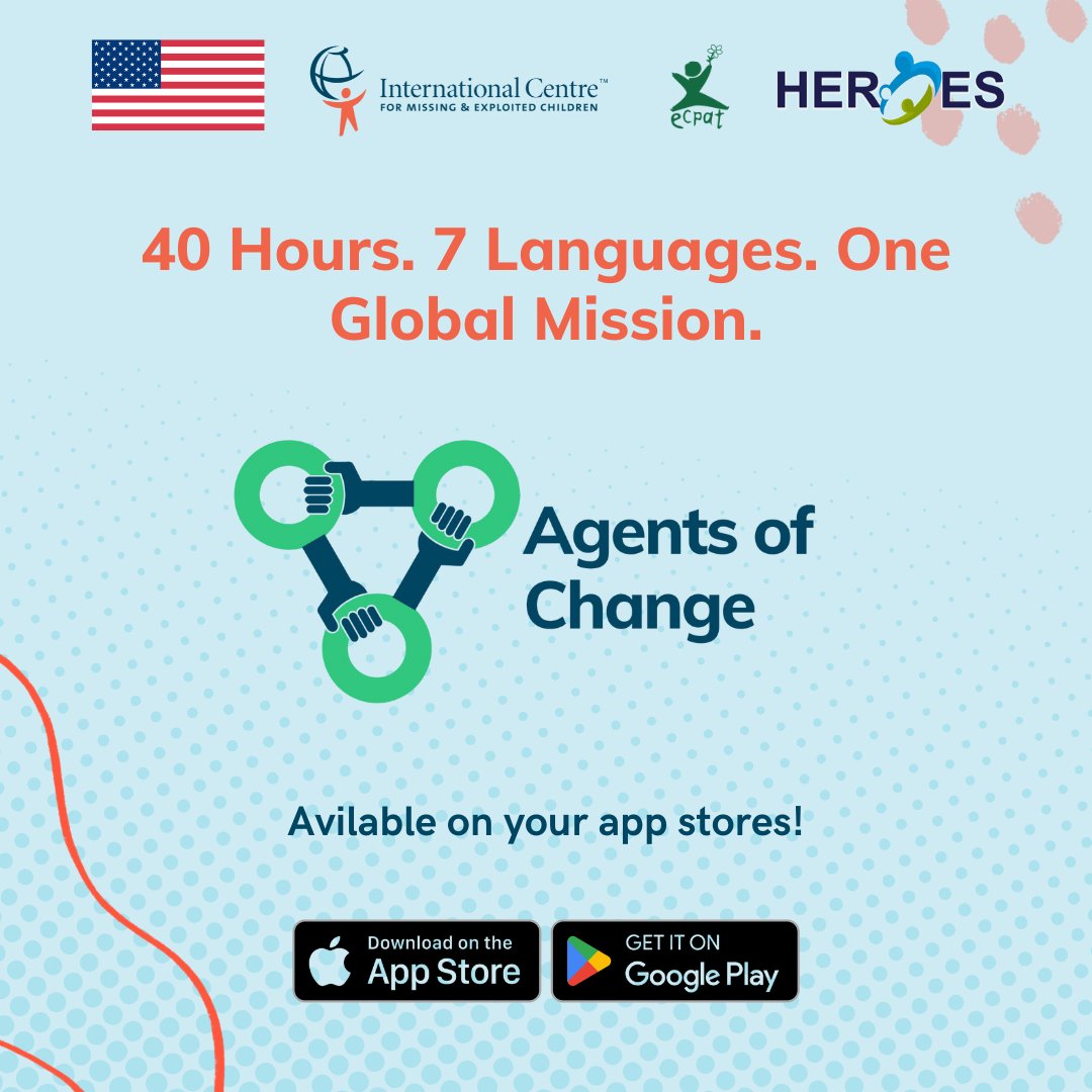 ICMEC_official's tweet image. 📷 Take ICMEC’s Agents of Change training anytime through the ICMEC app (App Store & Google Play).
Free, multilingual eLearning for professionals working to protect children — now in 7 languages.
#AgentsOfChange #ChildProtection #Elearning