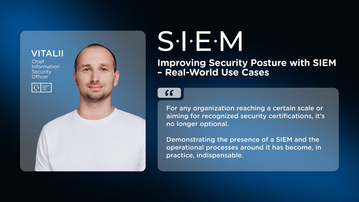 SupportYourApp's tweet image. Our Chief Information Security Officer, Vitalii, shared his insights in a recent @DevX_Com article.
He discussed how implementing a SIEM became a true game-changer for our team — transforming invisible activity into actionable insights → hubs.la/Q03PKPWT0