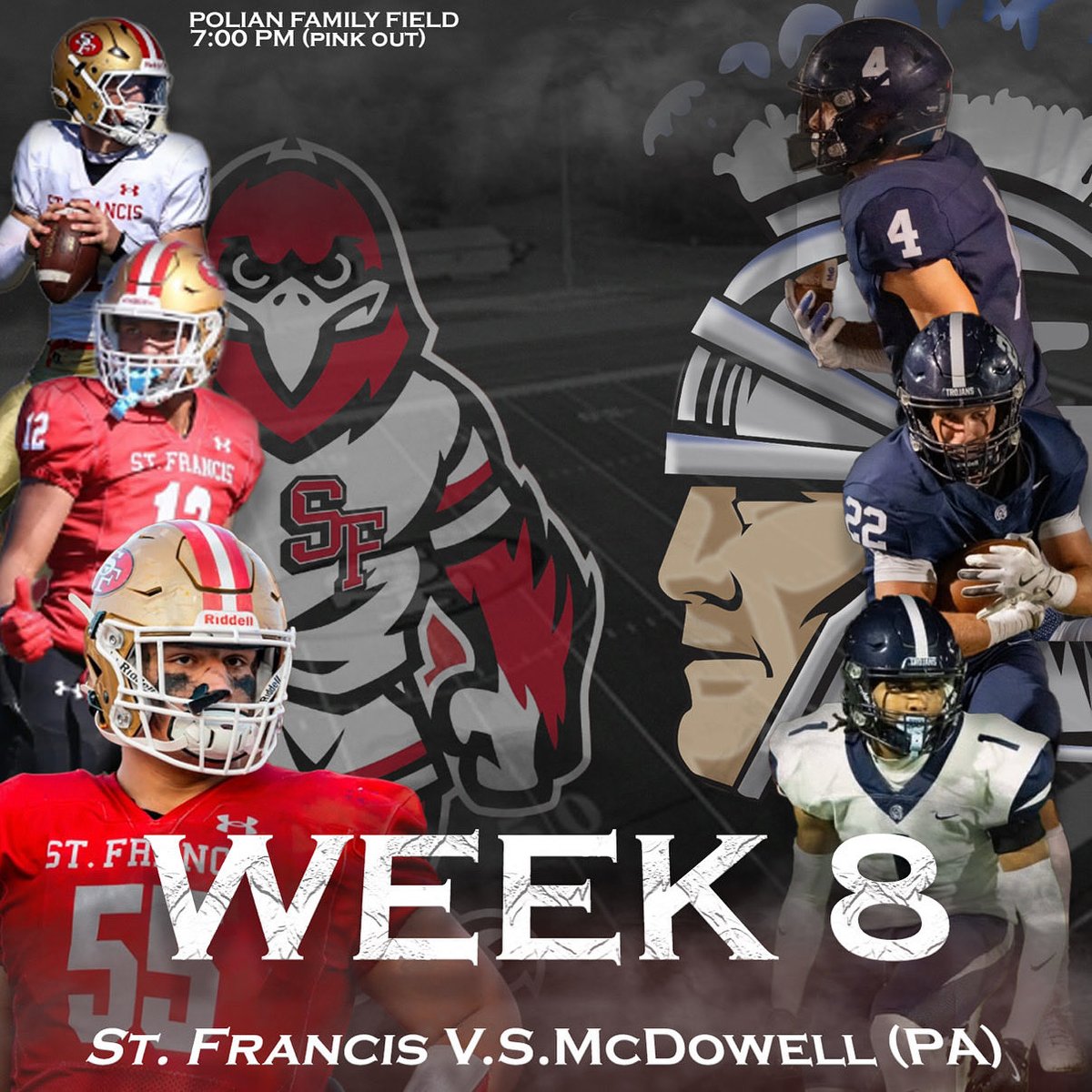 itsleebehnke's tweet photo. GAMEDAY❗️

St Francis Red Raiders (6-1) host the McDowell Trojans (3-6) tonight, 7PM @ Polian Family Field for a Friday Night Lights matchup. This is the Red Raiders final matchup vs an out of state opponent. 

Tonight’s is also Youth Night beginning at 5PM. #RollRaiders 🏴‍☠️ https://t.co/cWJkDcGhgm
