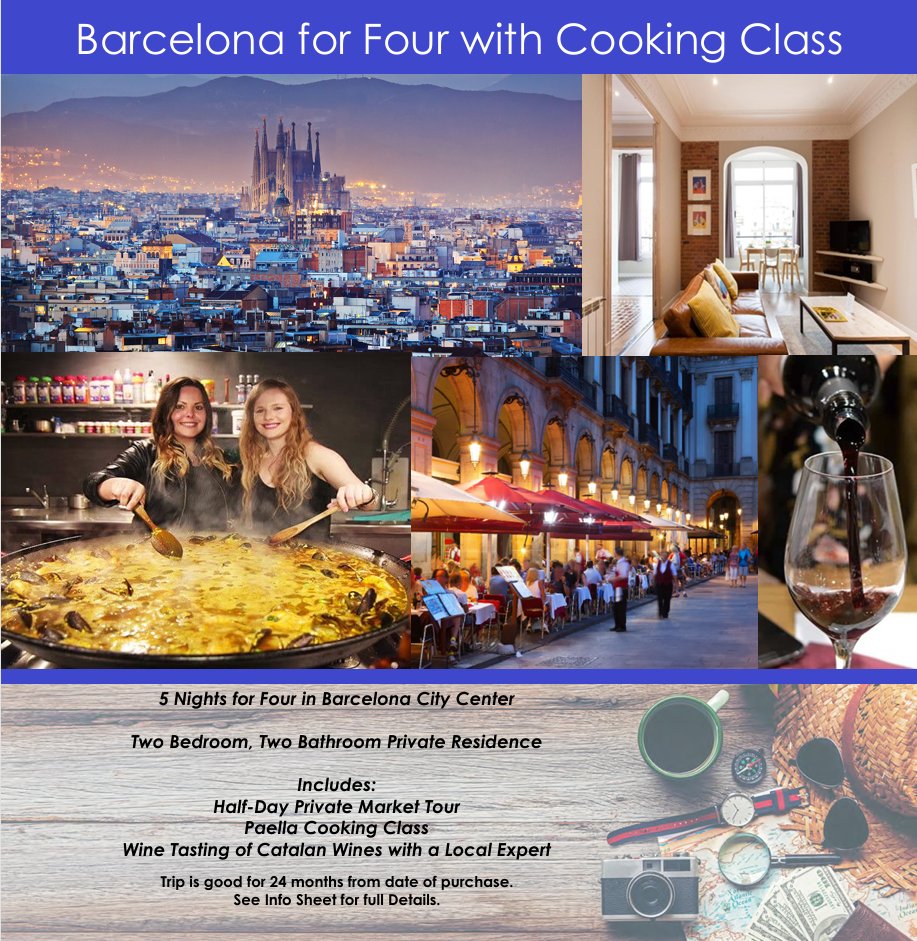 TylersHope's tweet image. Auction Sneak Peek 🍷
Bid on a 5-night Barcelona stay for 4 — private residence, market tour, paella cooking class &amp;amp; Catalan wine tasting.

Available Friday night at Hope Weekend!

#HopeWeekend #TylersHope #AuctionSneakPeek #Barcelona #20YearsOfHope