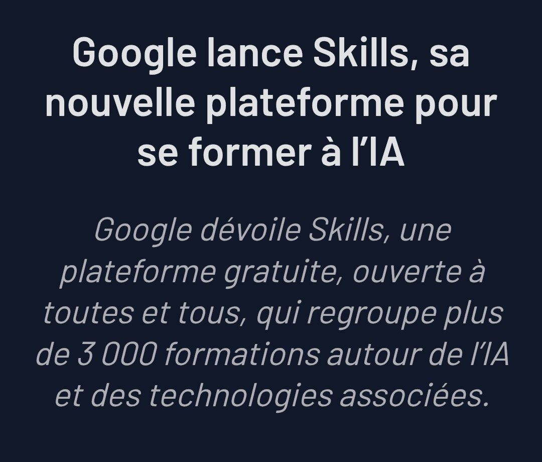 esprit_dev's tweet image. Si l'IA vous intéresse.
Google vient de lancer sa nouvelle plateforme, Skills 👇🏾pour se former gratuitement.