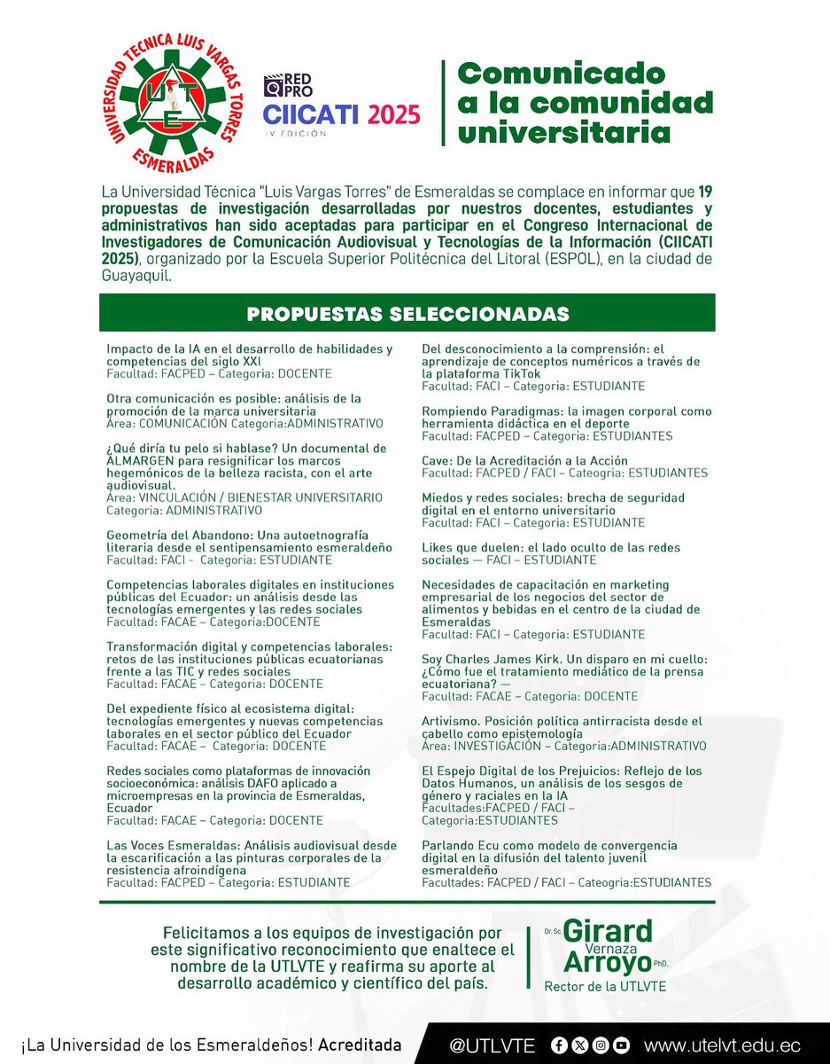 Universidad Técnica Luis Vargas Torres Esmeraldas tweet media