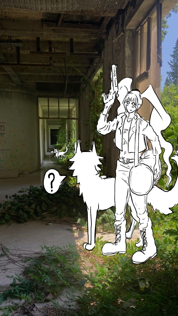 informe de misión: día 13 del quinto mes, ni rastro del gato, parece no haber nadie en este lugar, cartucho de la nada perdió el rastro, ¿que paso?... Vamos a explorar y después nos vamos, no parece un lugar seguro...