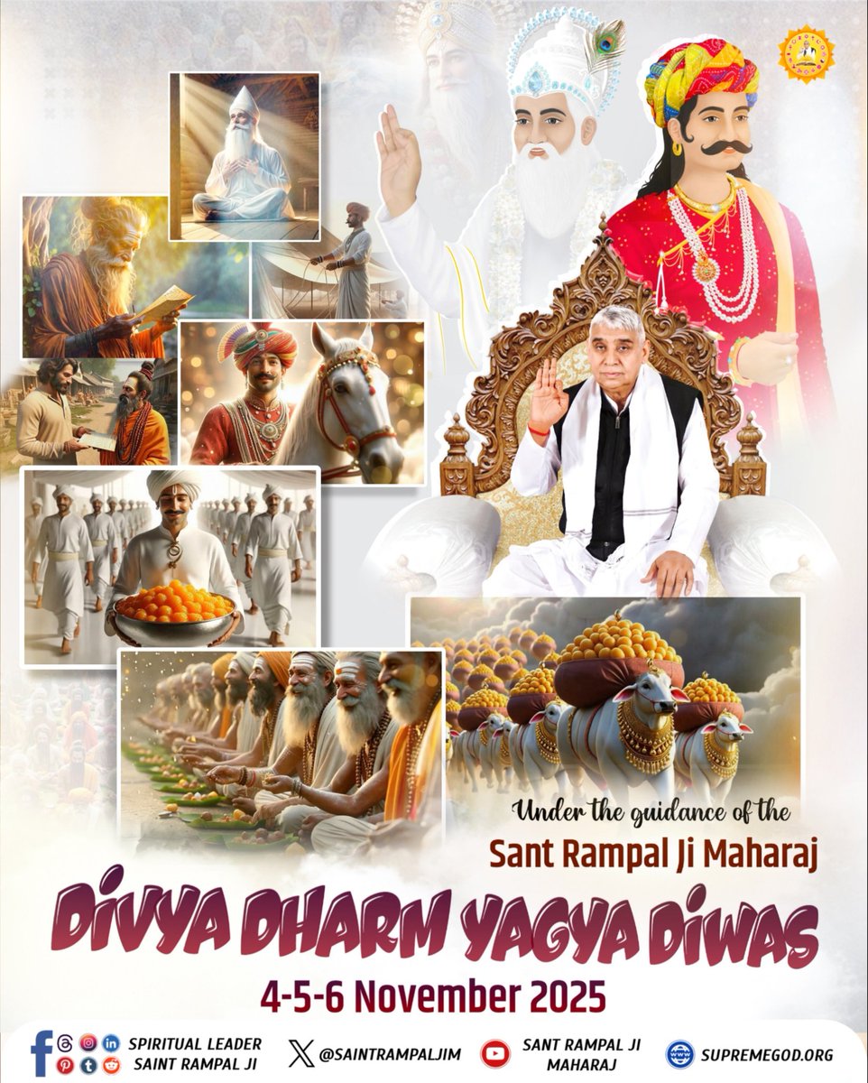 ShantanuGhurat1's tweet photo. Under the guidance of Sant Rampal Ji Maharaj, Divya Dharm Yagya Diwas will be held on 4–6 November 2025 in all Satlok ashrams. https://t.co/UUWDObV72H