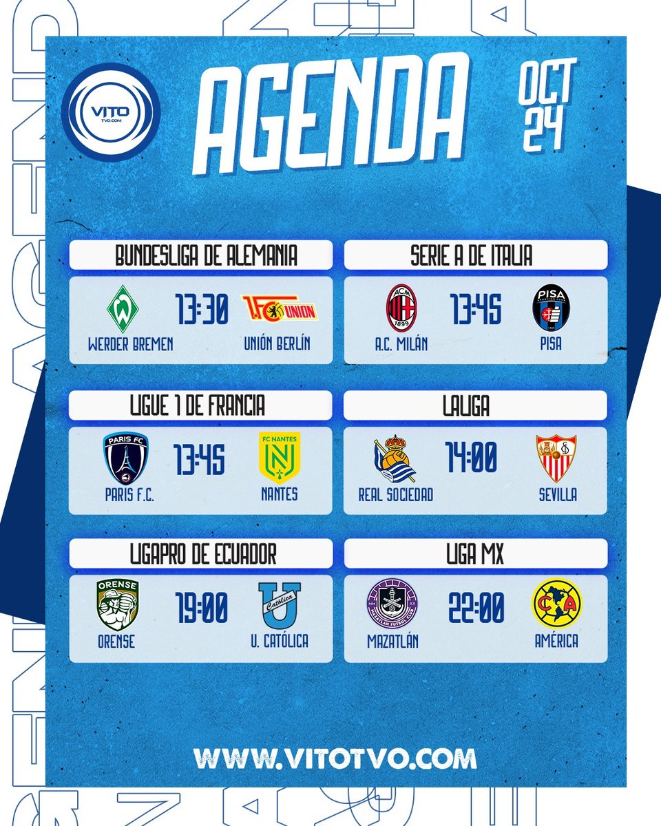 Partidos por ver hoy: viernes, 24 de octubre del 2025.