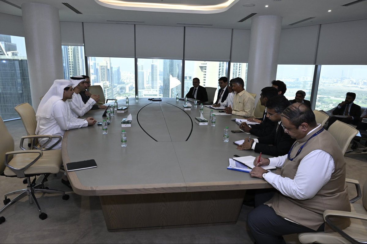 Hon’ble Chief Minister of Andhra Pradesh,<a href="/ncbn/">N Chandrababu Naidu</a> held a bilateral meeting with H.E. Dr. Thani bin Ahmed Al Zeyoudi, Minister of State for Foreign Trade, UAE. The discussions focused on strengthening trade, investment, and technology collaboration between Andhra Pradesh and the UAE.