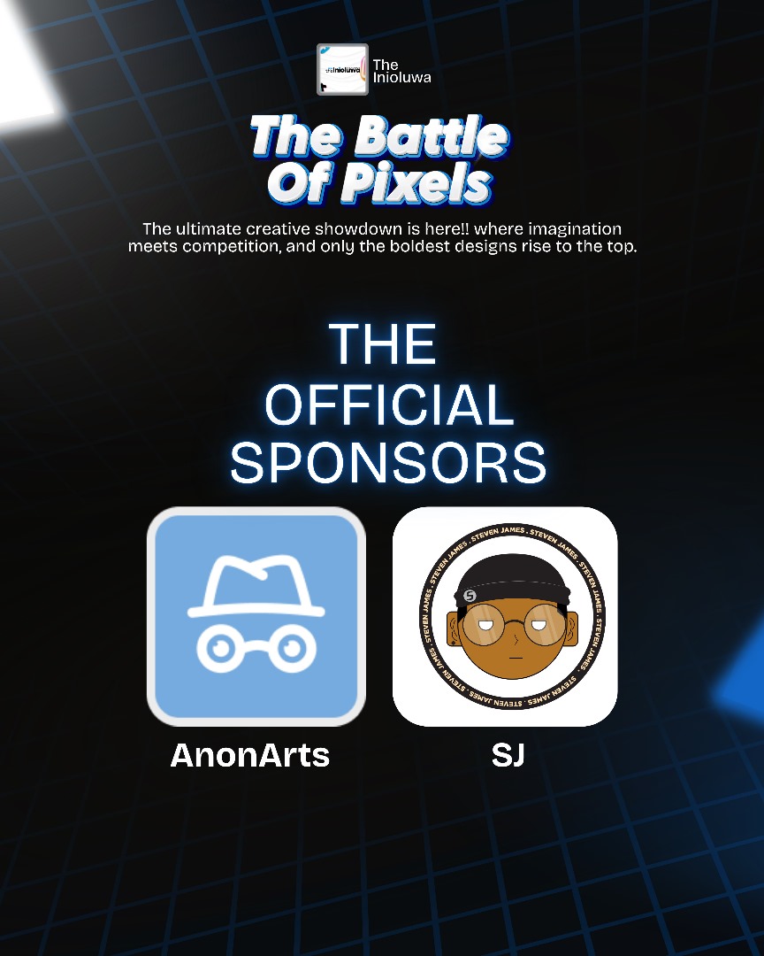 __Inioluwa1's tweet photo. Big love to our amazing sponsors! 
You didn’t just fund a challenge, you invested in creativity, growth, and bold ideas.

Thank you for helping us make THE BATTLE OF PIXELS a reality.
We see you, we celebrate you, and we’re grateful for you! 

#DesignChallenge
#thebattleofpixels https://t.co/mMDCGbAMGe