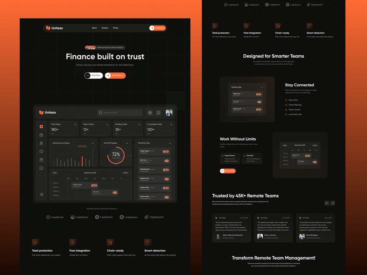Dhruvgajera2811's tweet image. Unitezo Platform
Excited to share my latest project - a complete remote team management platform design!
Swipe through to see how I approached creating an intuitive, modern interface that makes collaboration effortless.
#DesignCaseStudy #UIUXThread #PortfolioShowcase