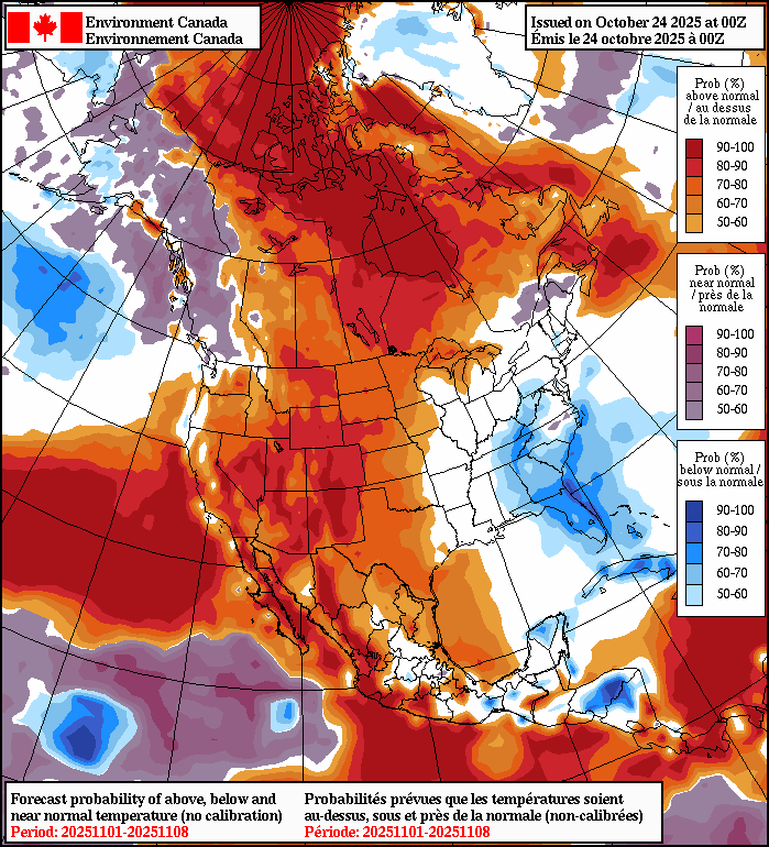 Looks like our nice warm fall weather in the Northern Plains is going to continue for another few weeks at least.