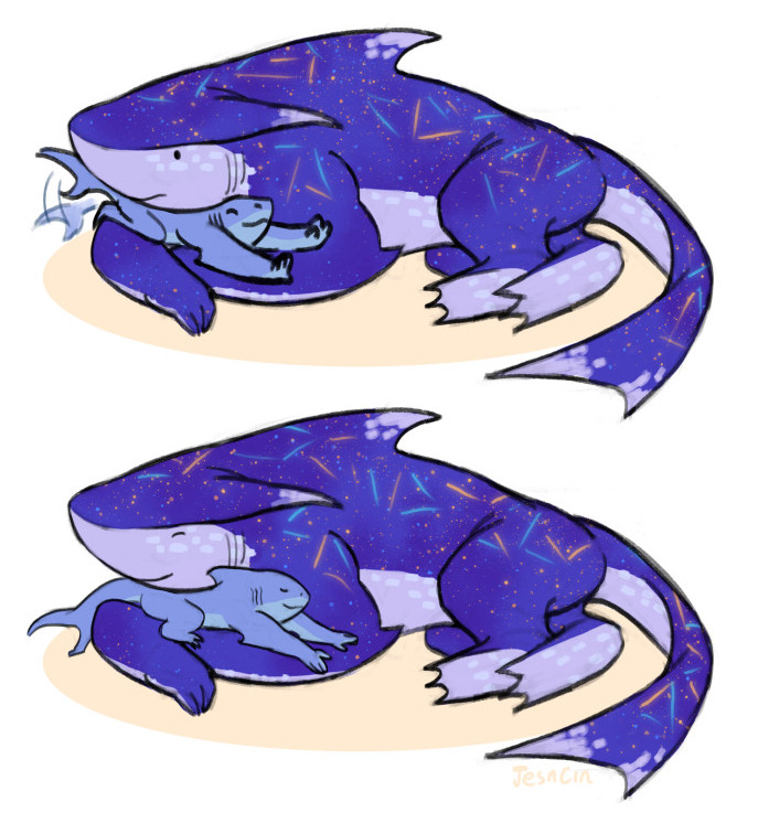 「King Shark pup tries to engage in the so」|Jes & Cinのイラスト